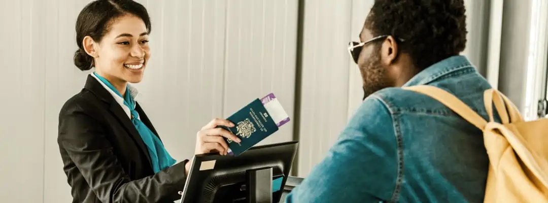 Woman holding Passport